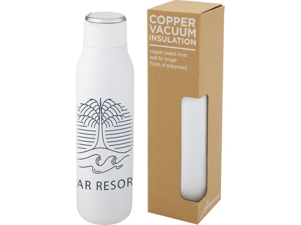 Marka, медная бутылка объемом 600 мл с вакуумной изоляцией и металлической петлей, белый-6