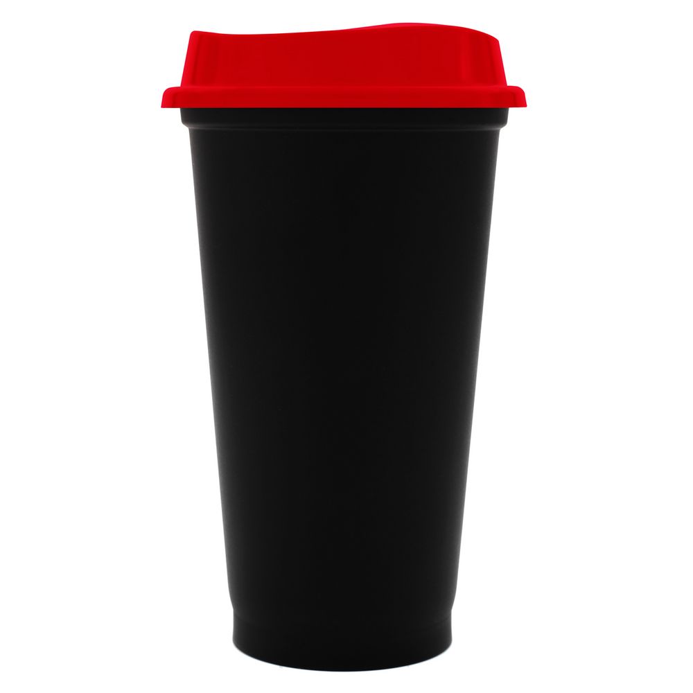Стакан с крышкой Color Cap Black, черный с красным-1