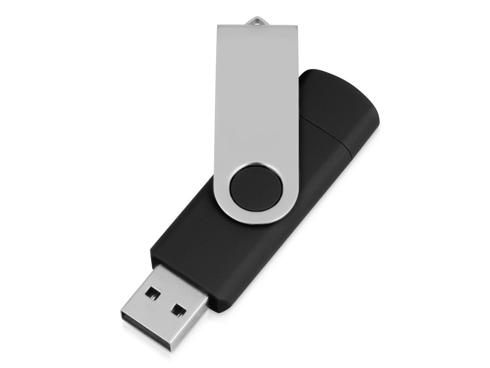 USB/micro USB-флешка 2.0 на 16 Гб Квебек OTG, черный-1
