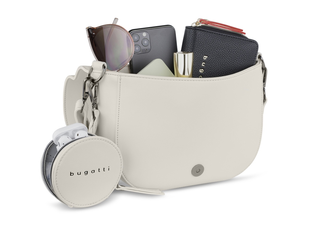 Сумка наплечная женская BUGATTI Almata, с кошельком, бежевая, полиуретан, 27х6х18,5 см-8