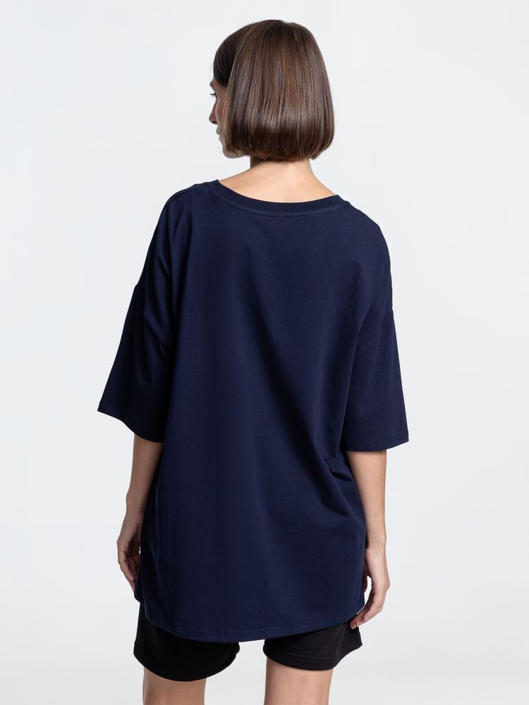Футболка унисекс оверсайз Crosstown, темно-синяя-5