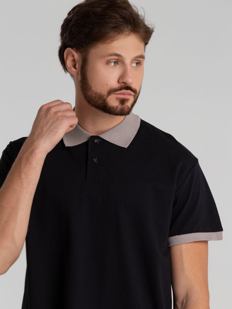 Рубашка поло Prince 190, черная с серым-3