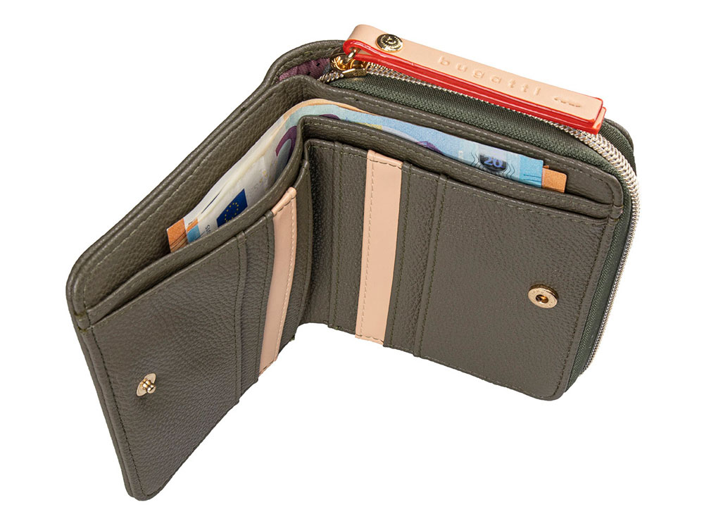 Кошелёк женский BUGATTI Ella, оливковый, полиуретан, 12х3х10 см-5