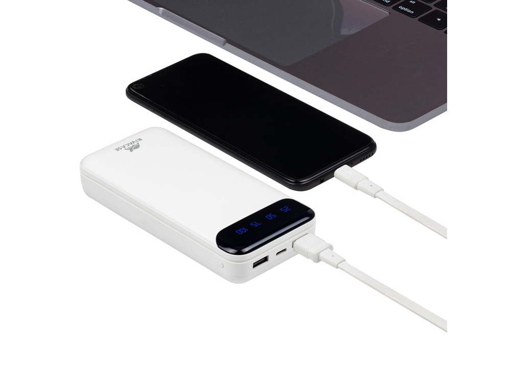 RIVACASE VA2280 (20000mAh) с дисплеем, белый, внешний аккумулятор /24-13