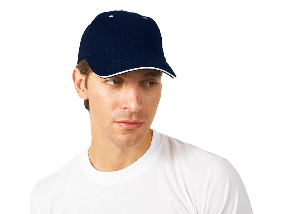 Бейсболка New Castle 6-ти панельная, темно-синий/натуральный-1