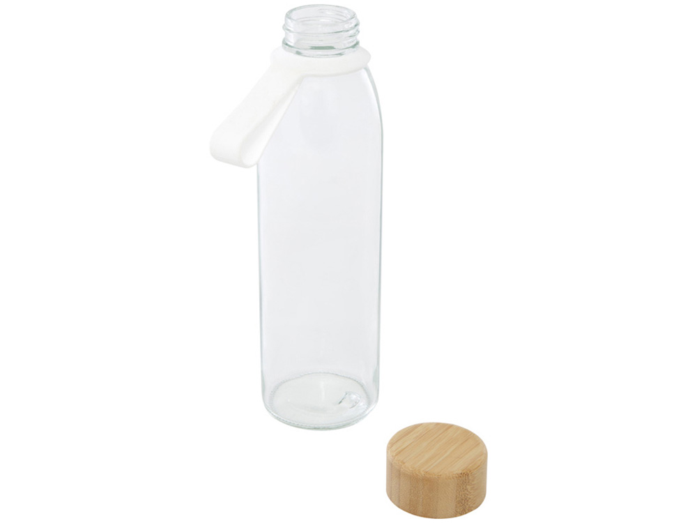 Стеклянная бутылка для воды Porto объемом 500 мл с силиконовой ручкой и бамбуковой крышкой - Прозрачный-2