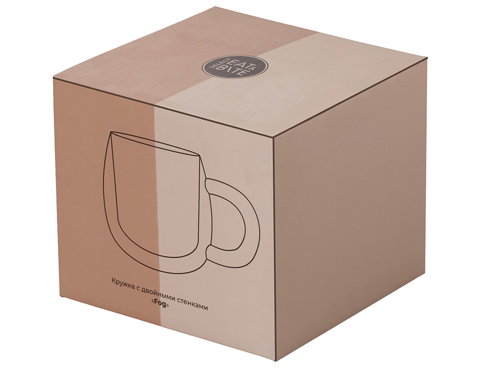 Кружка с двойными стенками с широкой ручкой Fog, прозрачный-5