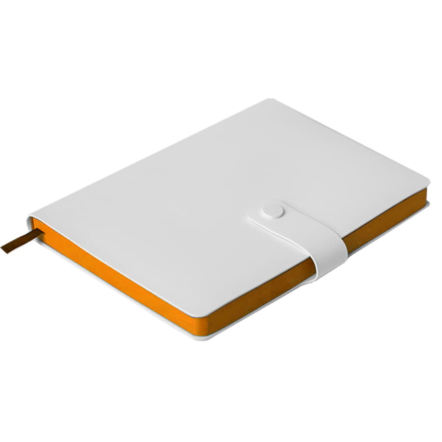 Ежедневник недатированный Stellar, А5, белый, кремовый блок  в линейку, с оранжевым обрезом, белый, оранжевый-5