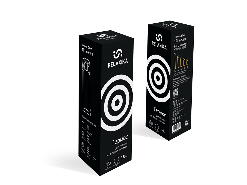 Термос Relaxika 101 (0,35 литра), черный (без лого)-12