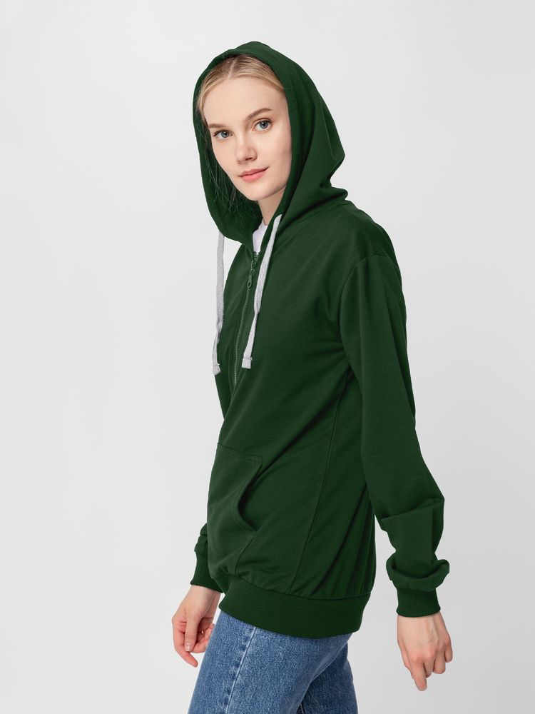 Толстовка на молнии с капюшоном Siverga, темно-зеленая-4