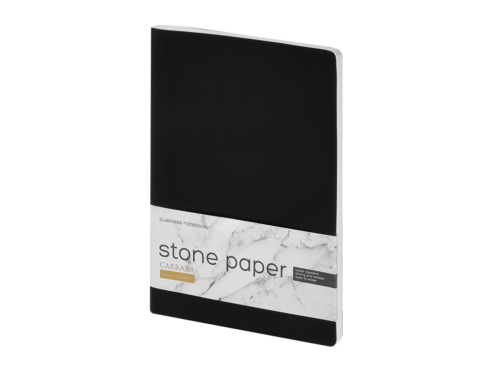Тетрадь с каменной бумагой А5 Carrara 40 л., линейка, черный-0