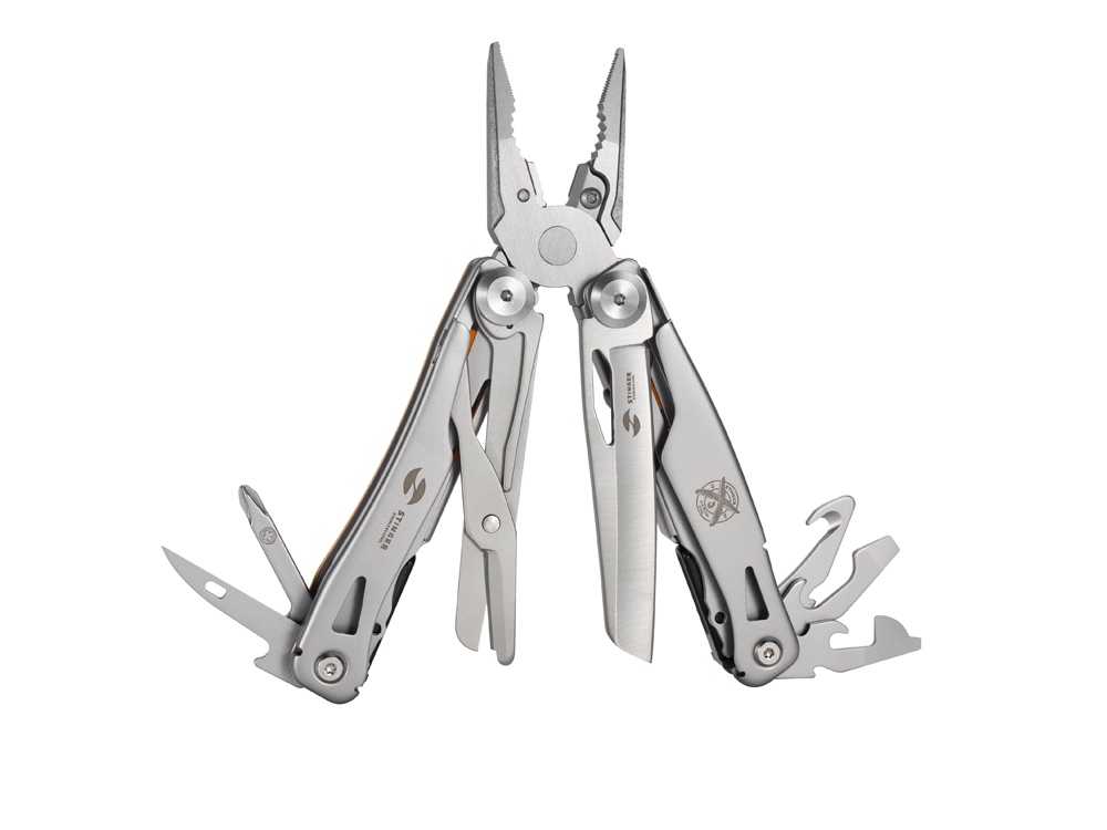 Мультитул Stinger, 106 мм, 15 функций, сталь/АБС-пластик, оранжевый, в комплекте нейлоновый чехол-1