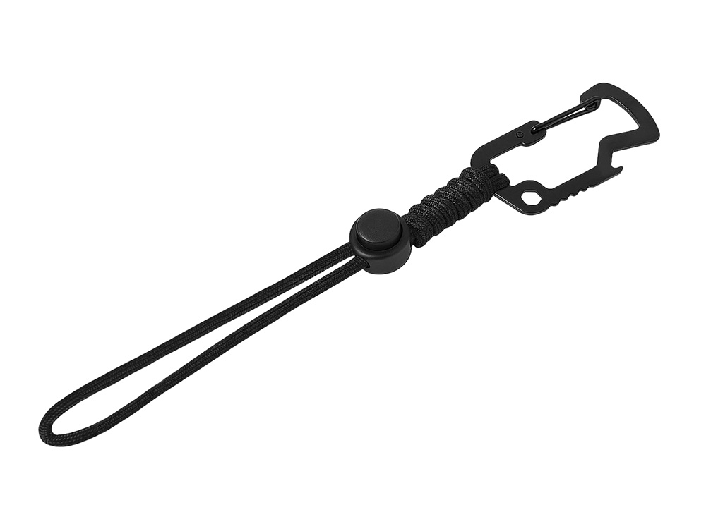 Брелок-шнурок Spanner с карабином с открывашкой для бутылок и ключом-шестигранником, черный-0