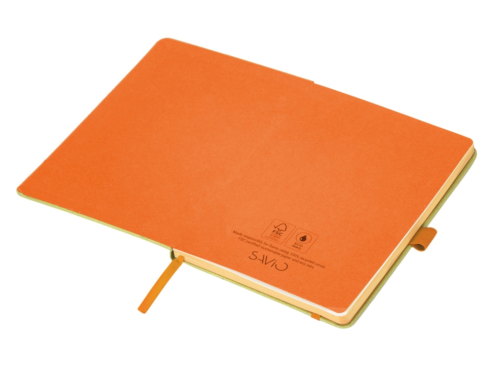 Блокнот A5 Sevilia Color, твердая обложка из крафта, 80 листов, цветной срез и форзац, натуральный/оранжевый-1
