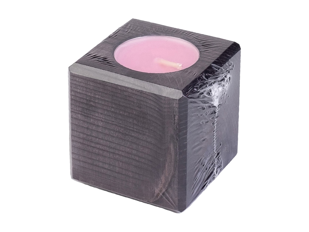 Свеча в декоративном подсвечнике, цв. эбен, аром. роза-2