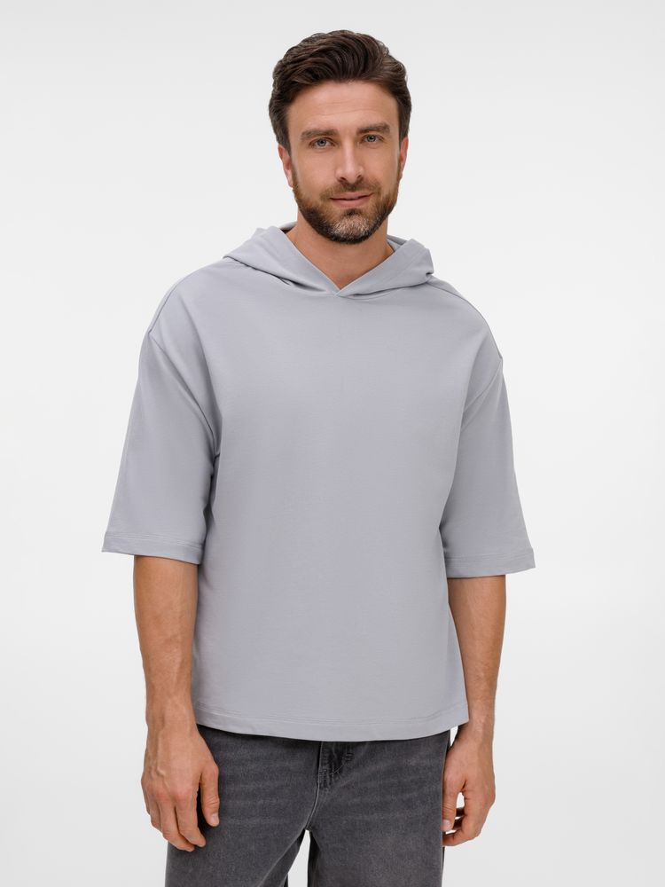 Футболка оверсайз унисекс с капюшоном Neofit, светло-серая-0