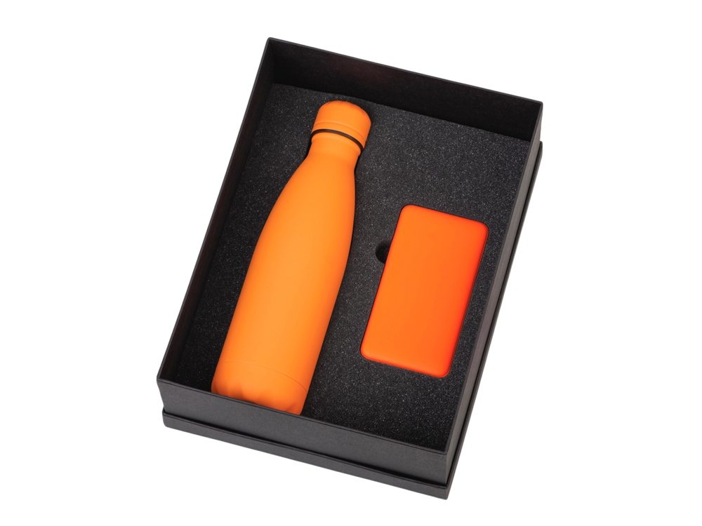 Подарочный набор с термобутылкой и повербанком С2, оранжевый-1