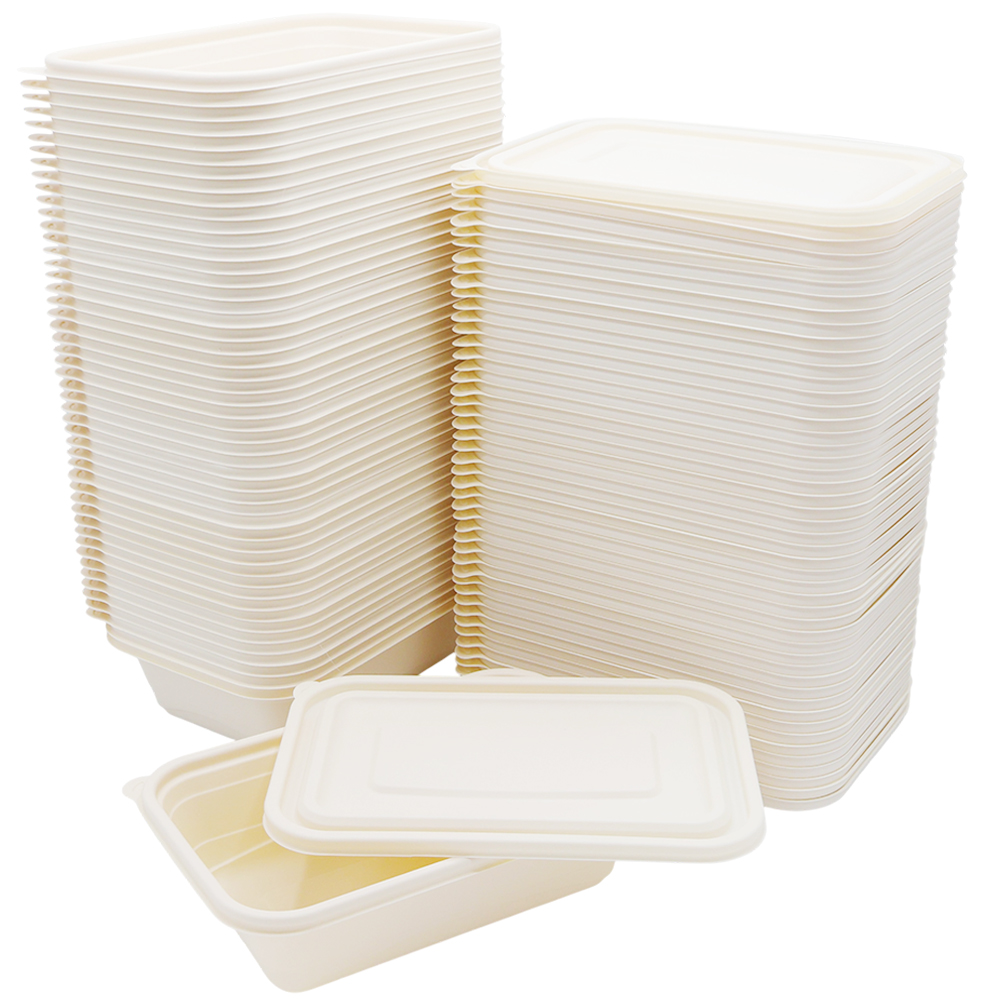 Набор контейнеров с крышкой из кукурузного крахмала, Белый-3