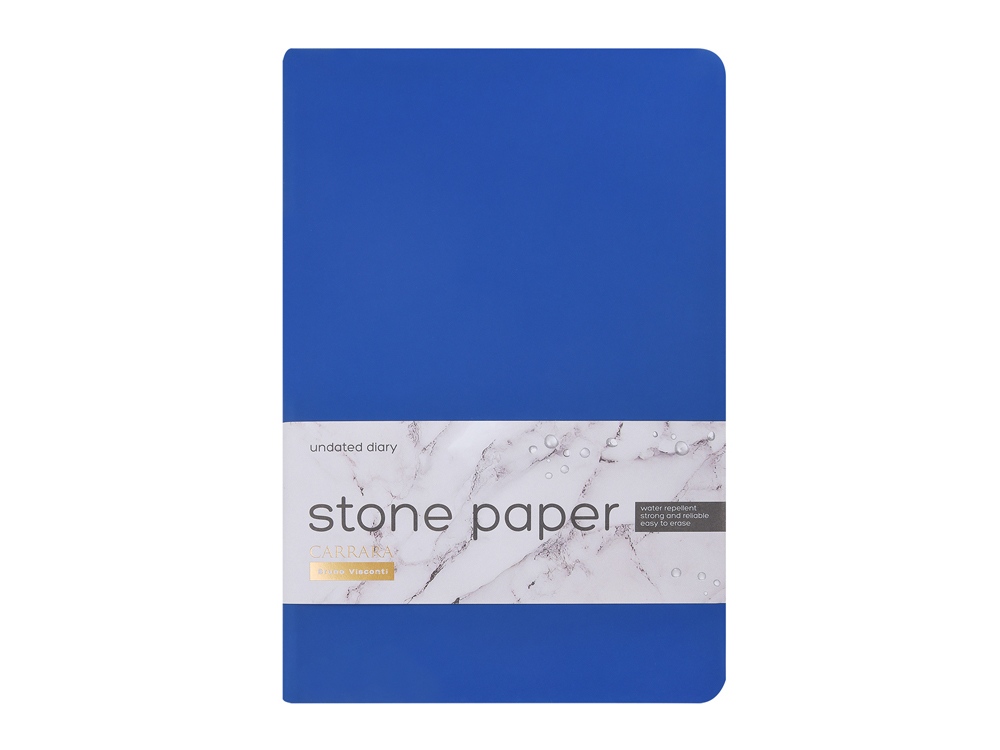 Ежедневник с каменной бумагой недатированный А5 Carrara, синий-1