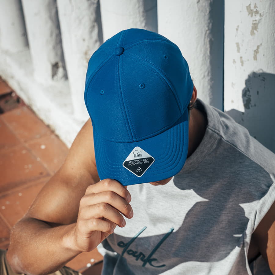 Бейсболка SAND 230 из переработанного полиэстера, 6 клиньев, застежка на липучке, черный-4