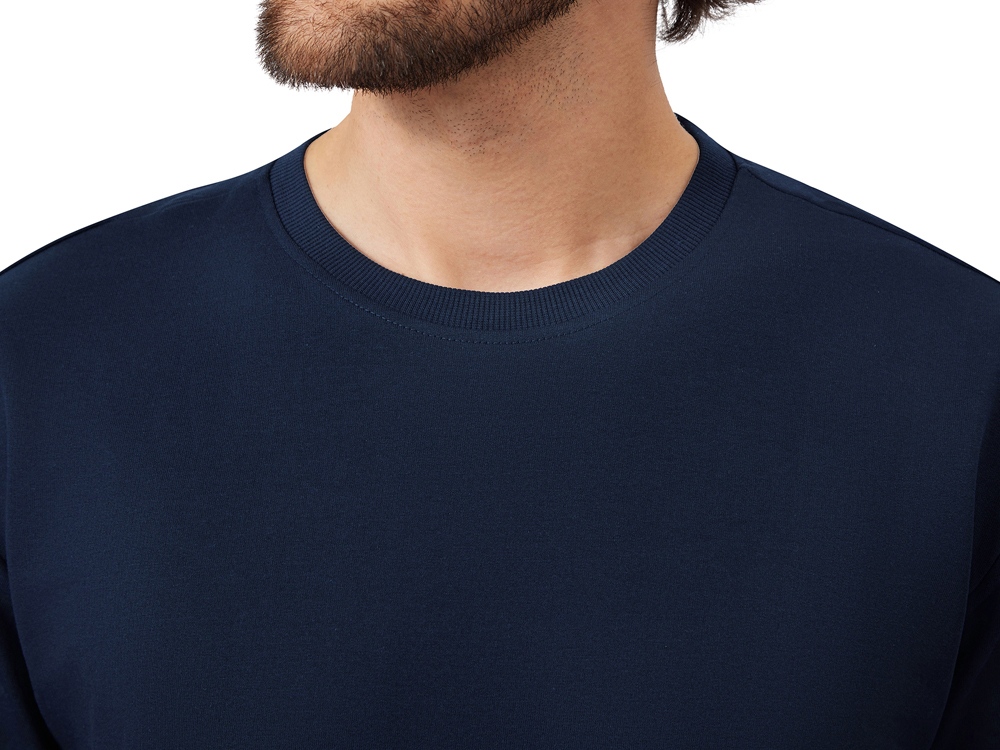 Футболка из френч терри Warsaw унисекс 220гр, темно-синий-4