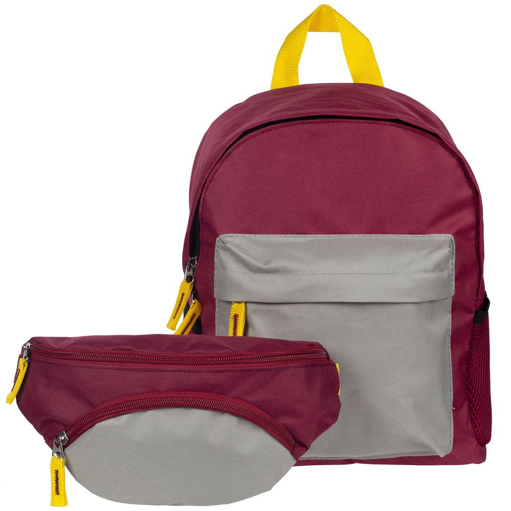 Поясная сумка детская Kiddo, бордовая с серым-2