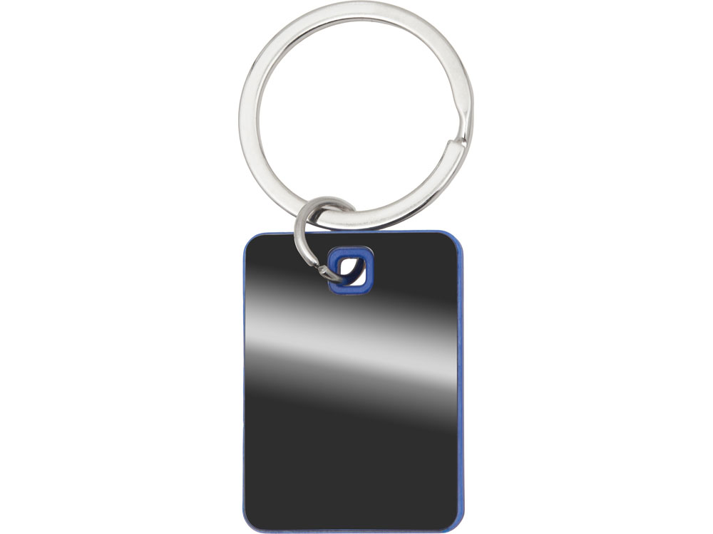 Металлический брелок с пластиковой цветной вставкой SteelPop Rct, серебристый с синим-1