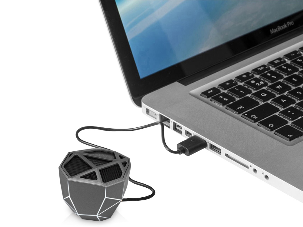 Портативная колонка Geo, мокрый асфальт + белая подсветка-7