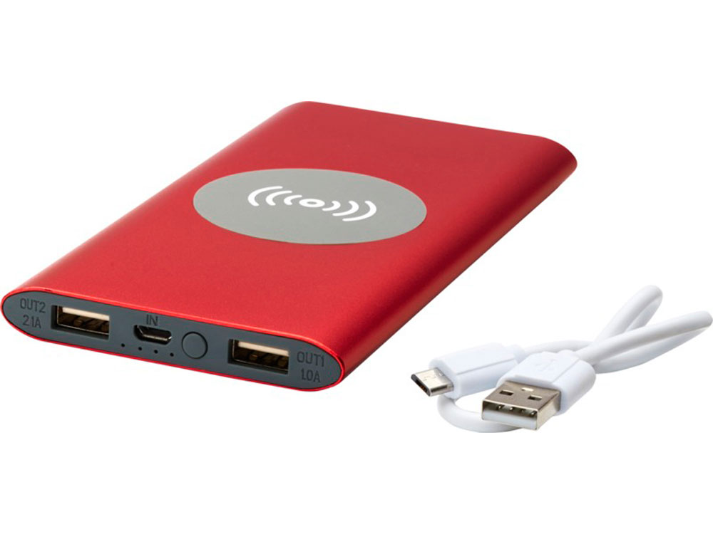 Беспроводное портативное зарядное устройство емкостью 8000 мАч Juice, красный-4