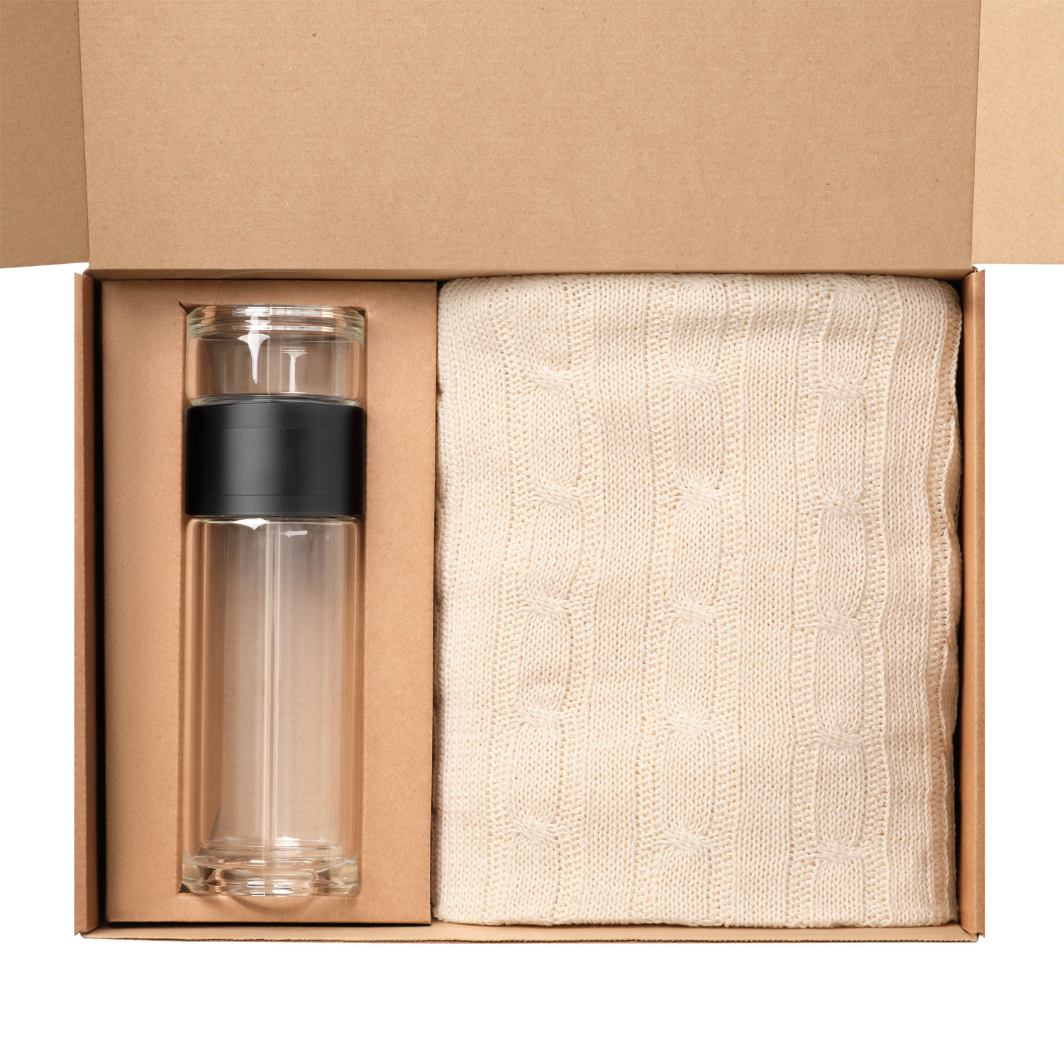 Подарочный набор Terso, Fado, бежевый (плед, термобутылка)-1