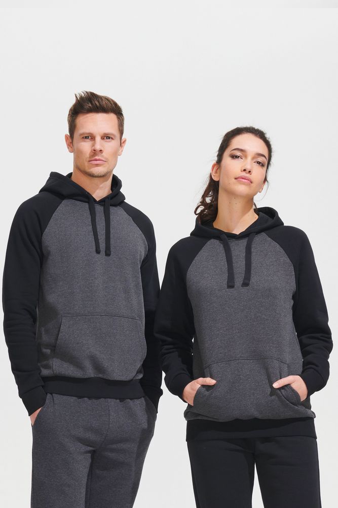 Толстовка унисекс Seattle, темный меланж с черным-3