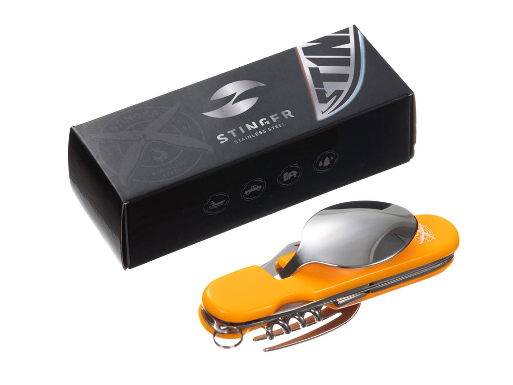 Нож перочинный Stinger, 109 мм, 8 функций, материал рукояти: АБС-пластик (оранжевый)-6