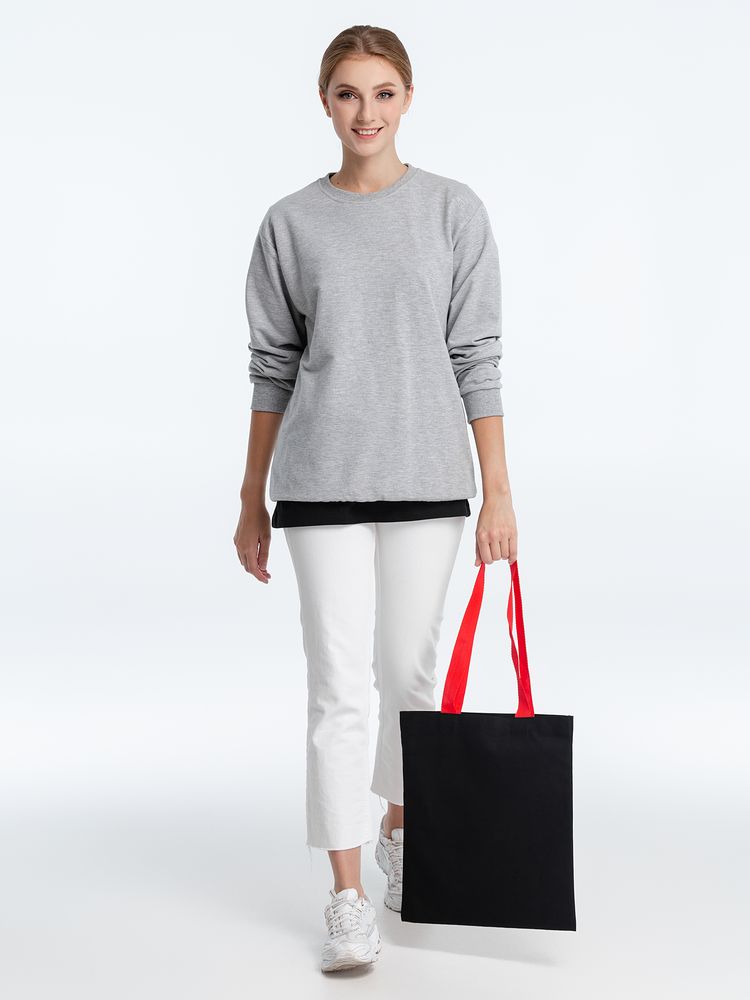 Холщовая сумка BrighTone, черная с красными ручками-2