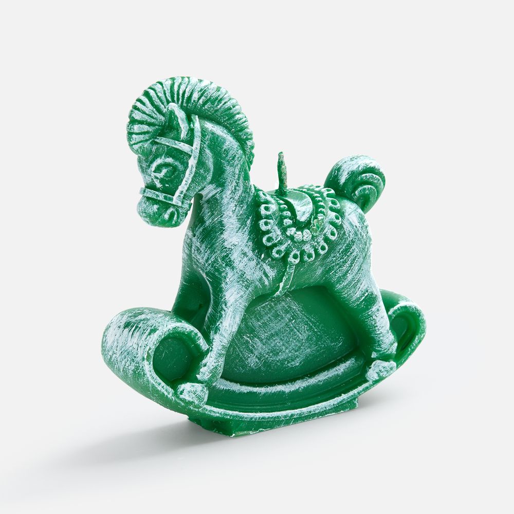 Свеча фигурная «Лошадка-качалка», зеленая-0