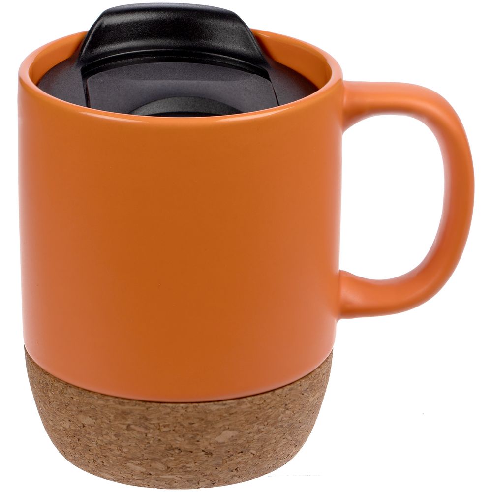 Кружка с пробковой подставкой Corky Walk, оранжевая-1