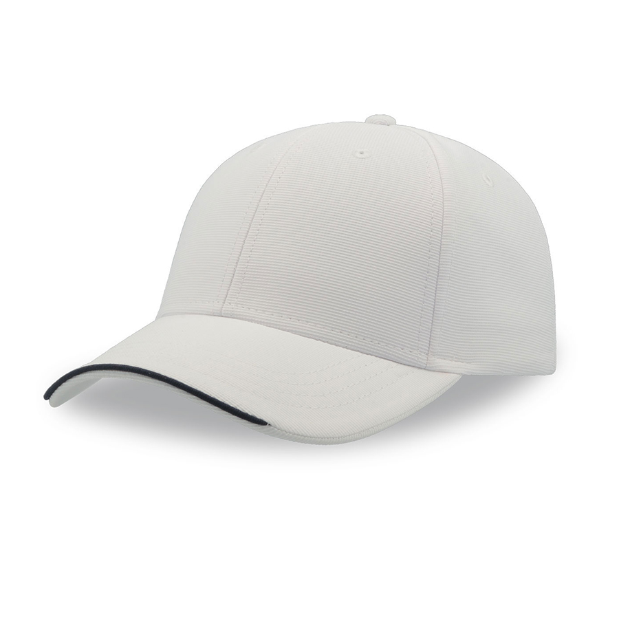 Бейсболка ESTORIL-S, 6 клиньев, застежка на липучке, белый, черный-0