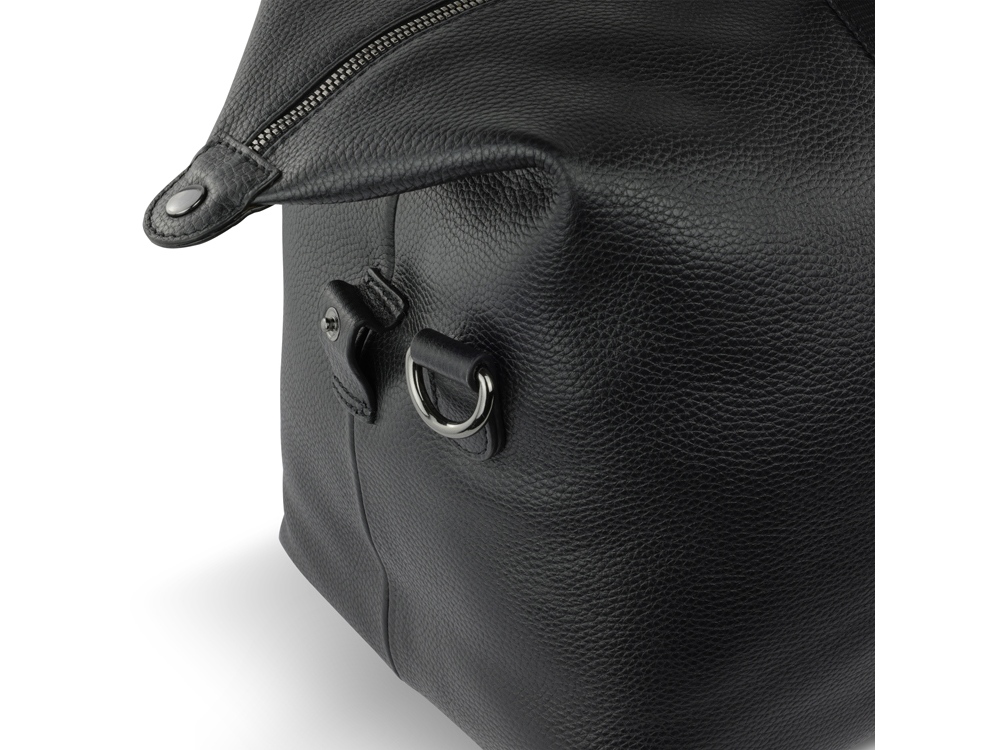 Сумка дорожная BUGATTI Elsa, чёрная, воловья кожа/полиэстер, 47х22х24 см-6