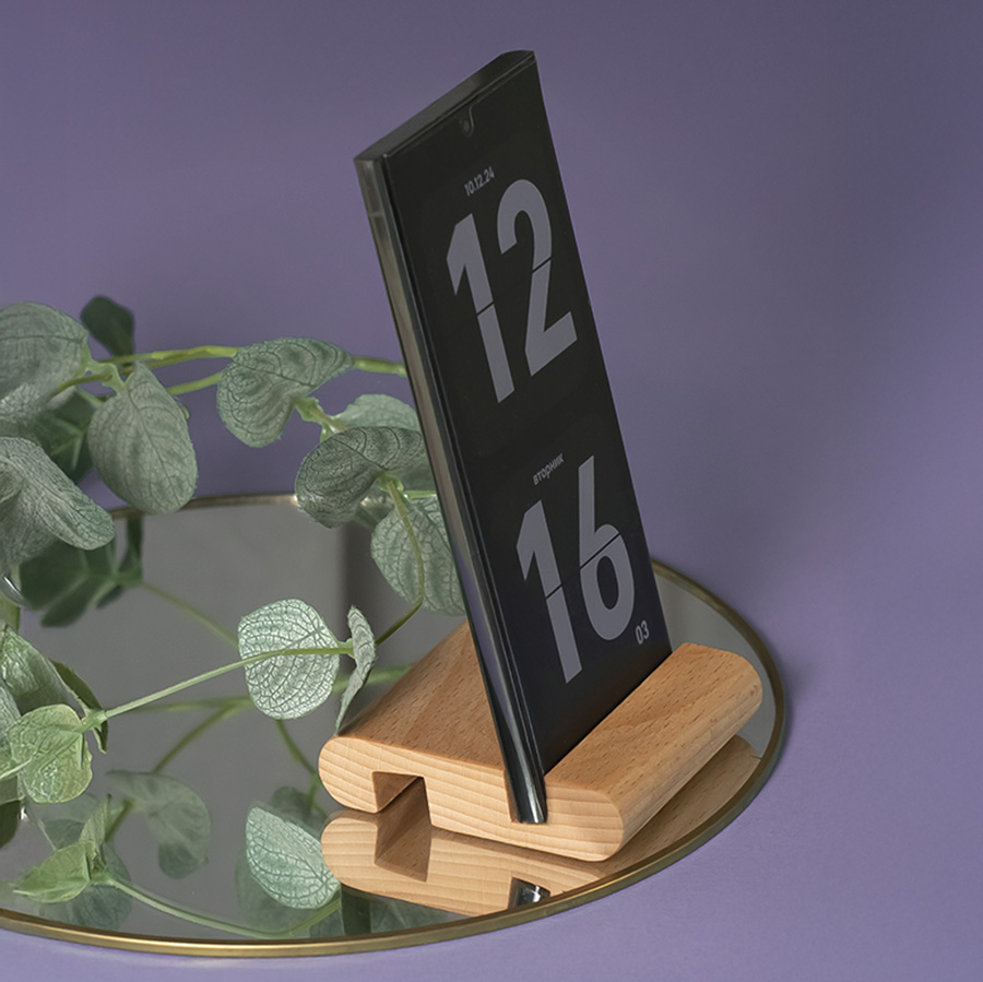 Подставка под телефон «Мини» 8 x 8 x 2 см, пазы 1 см. и 1,4 см, бук, светло-коричневый-7