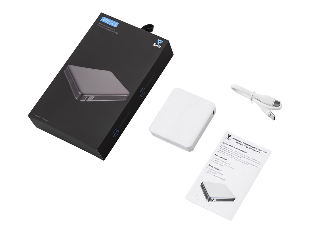 Внешний аккумулятор Brick 5 с быстрой зарядкой PD, 5000 мАч, белый-6