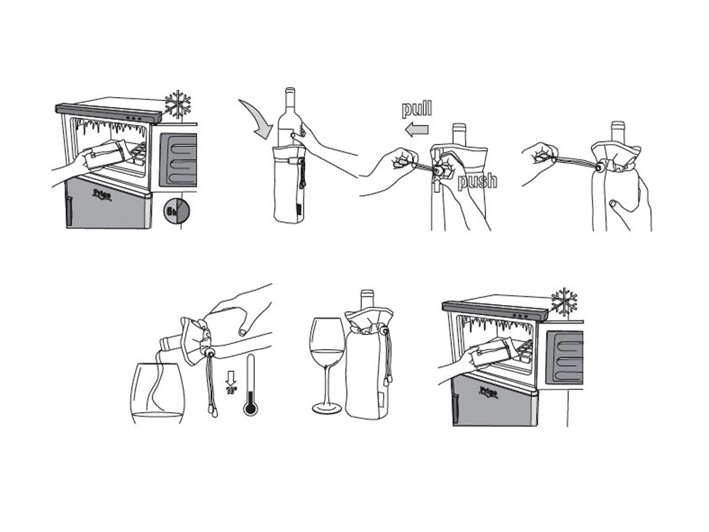 Охладитель для бутылки шампанского Cold bubbles из ПВХ в виде мешочка, серебристый-4