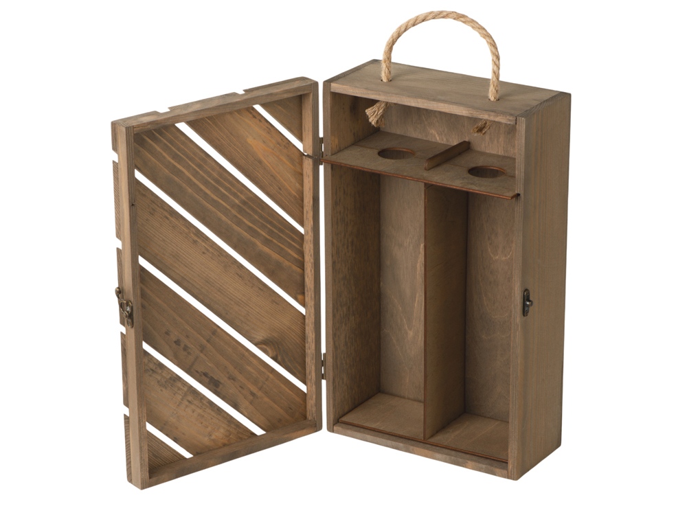 Коробка подарочная из массива дерева для 2х бутылок-1