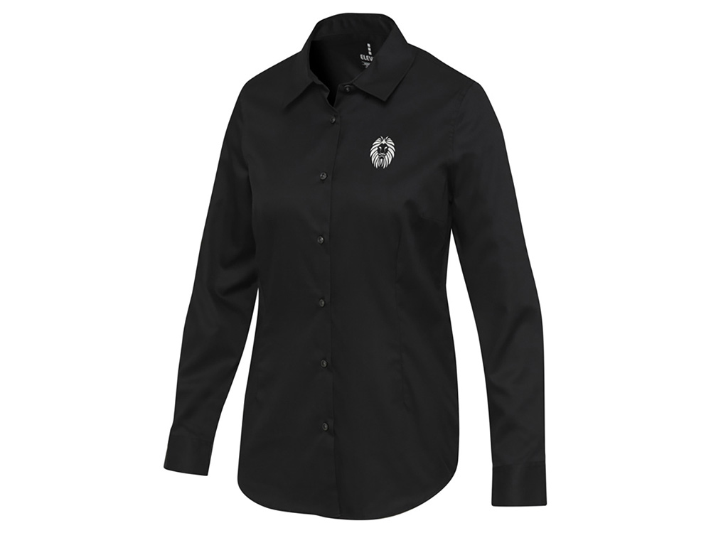 Citrine женская рубашка из твила - сплошной черный-4