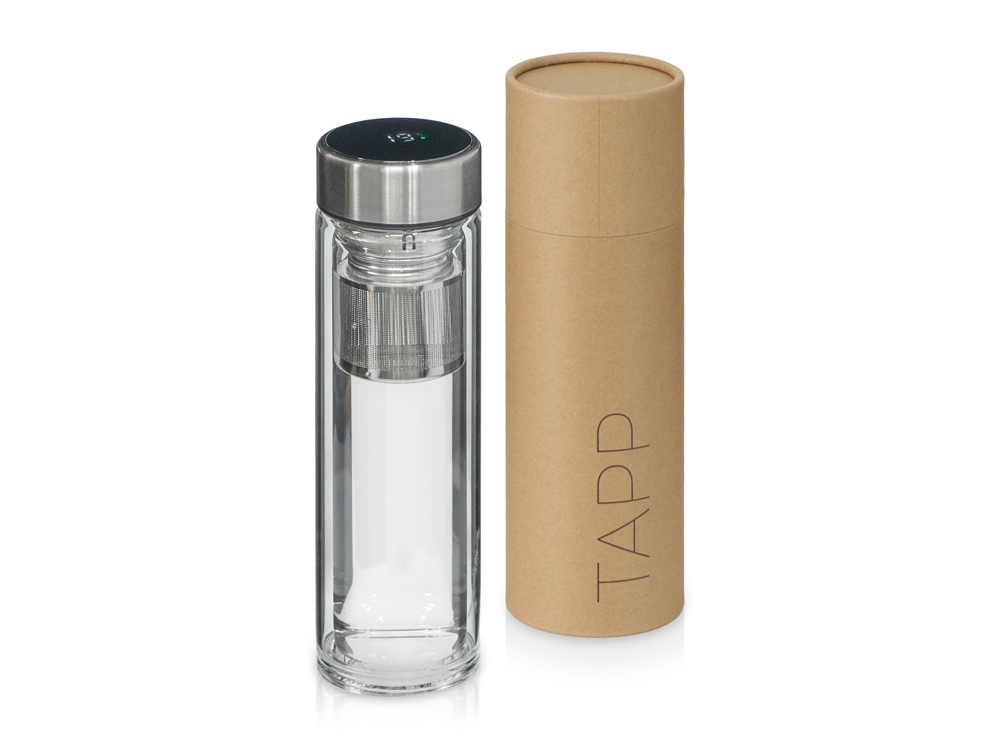 Стеклянный термос с индикатором температуры Tapp, 500 мл, серебристый-0