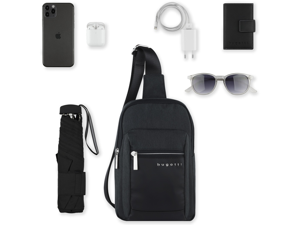 Сумка кросс-боди мужская BUGATTI Sera, антрацитовая, полиэстер, 17х6х26,5 см, 2,5 л-5