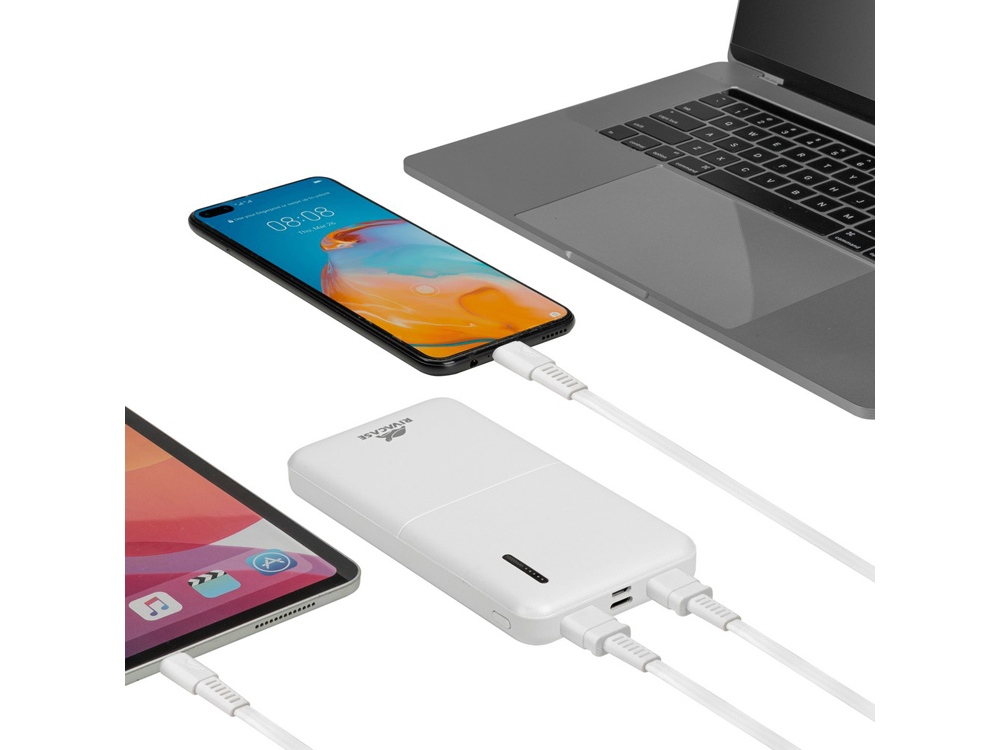 RIVACASE VA2532 (10000 мАч) QC/PD 20W внешний аккумулятор с дисплеем, белый 12/48-13