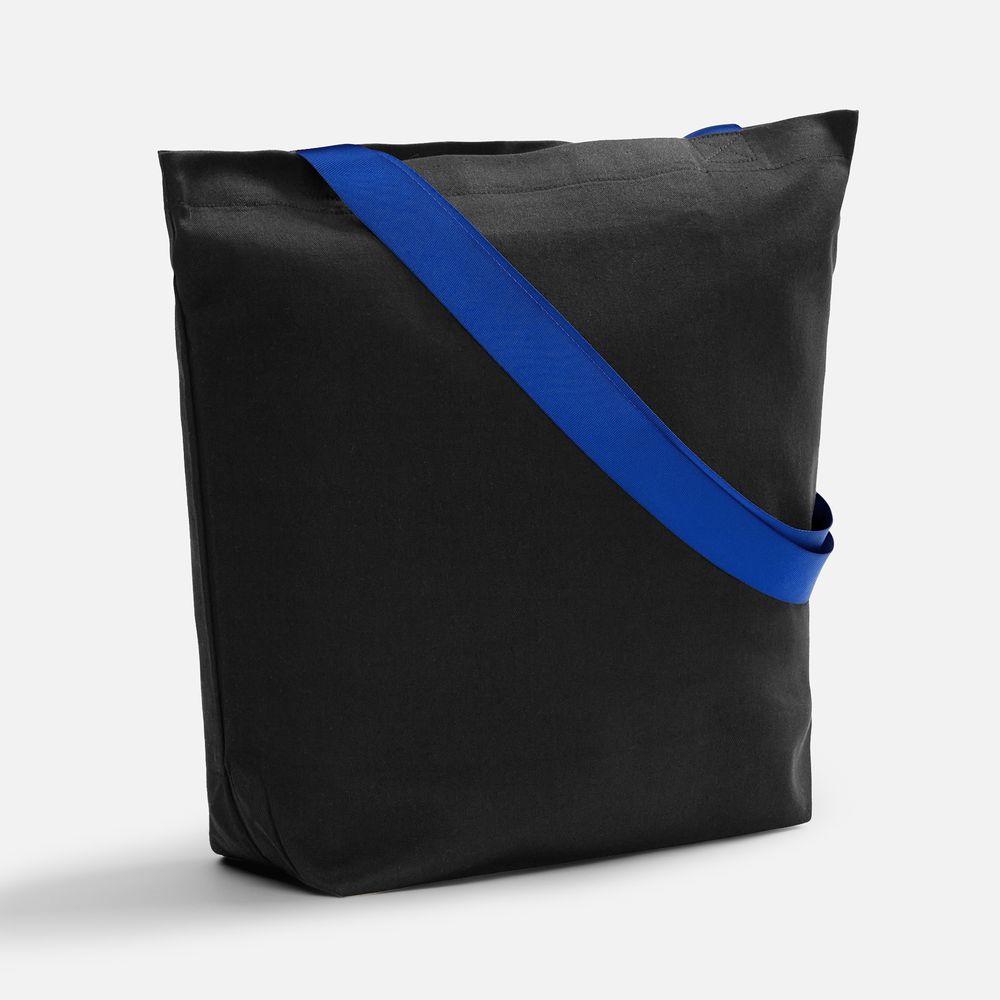 Шопер B5, черный с широкими синими ручками-1