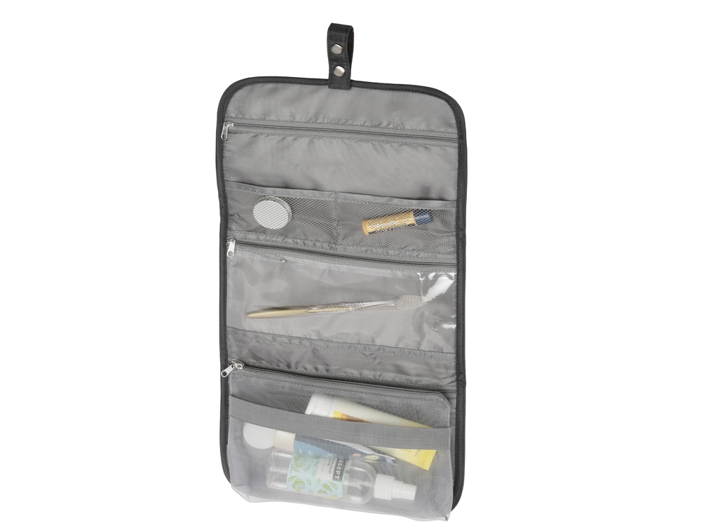 Несессер для путешествий со съемной косметичкой Flat, черный-1