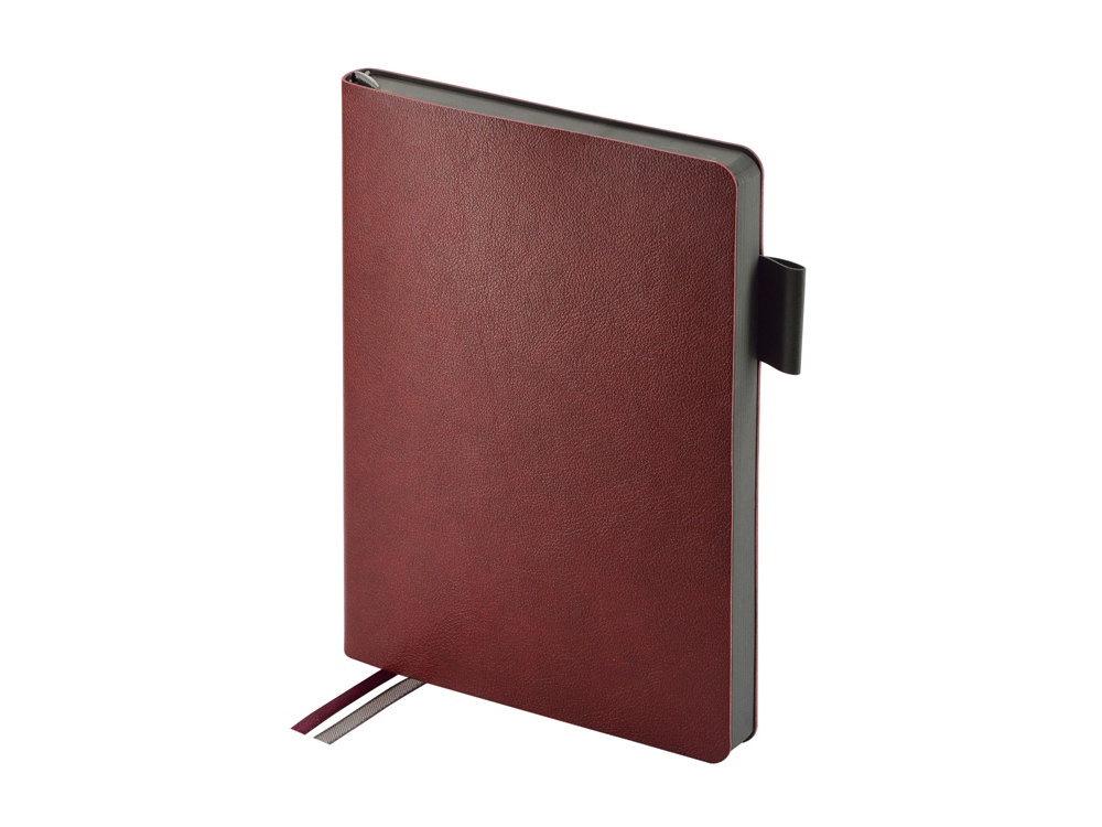 Ежедневник А5 датированный Boston 2026, бордовый с серым обрезом-0