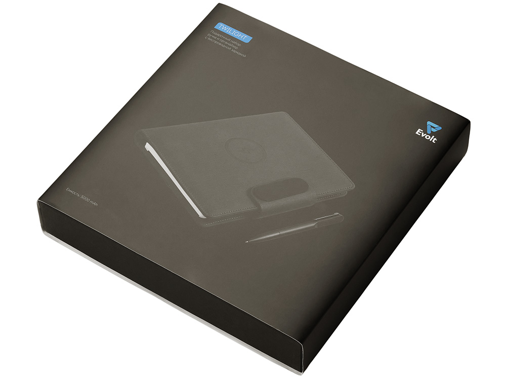 Подарочный набор металлическая ручка и блокнот А5 Twilight  со светящимся логотипом и пауэрбэнком-17