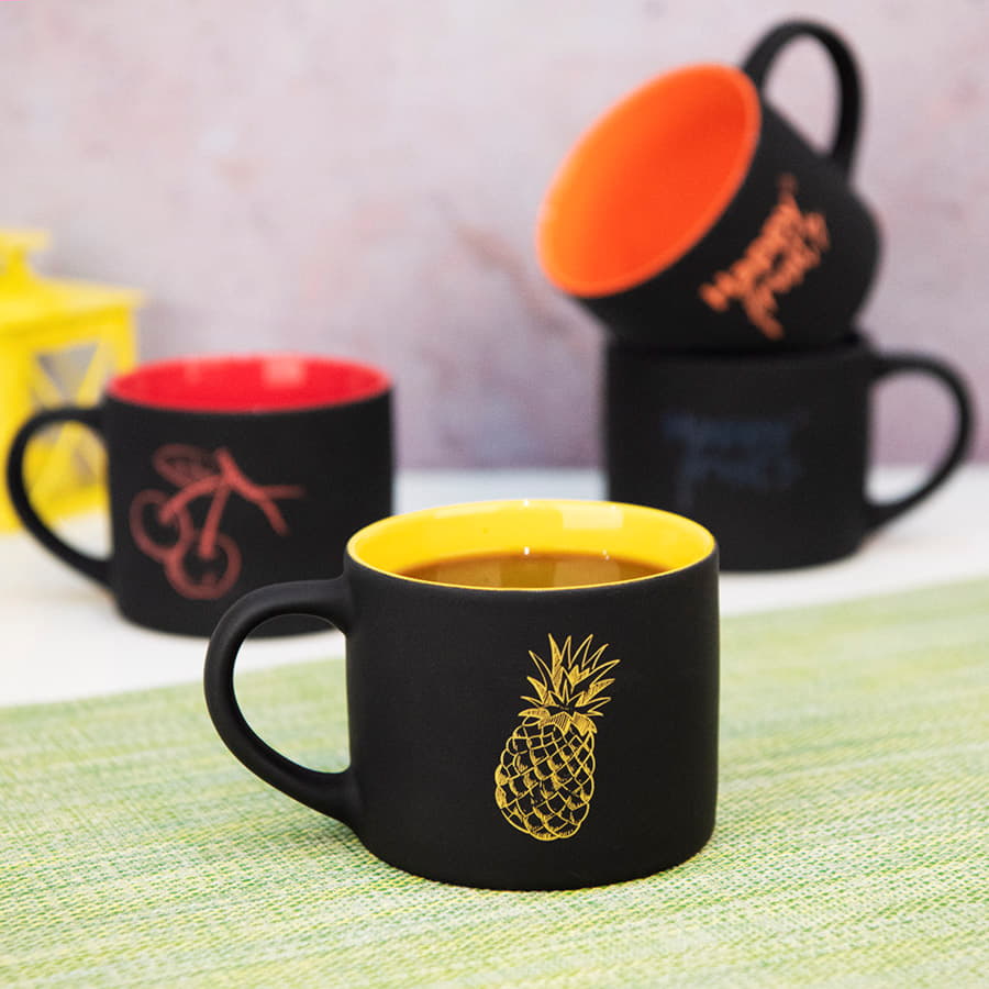 Кружка YASNA  с покрытием SOFT-TOUCH, черный с оранжевым, 310 мл, фарфор, черный, оранжевый-5